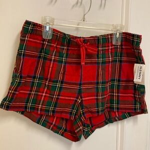 Old Navy Red & Green 100% Cotton Flannel Pajama Boxer Shorts Size Large